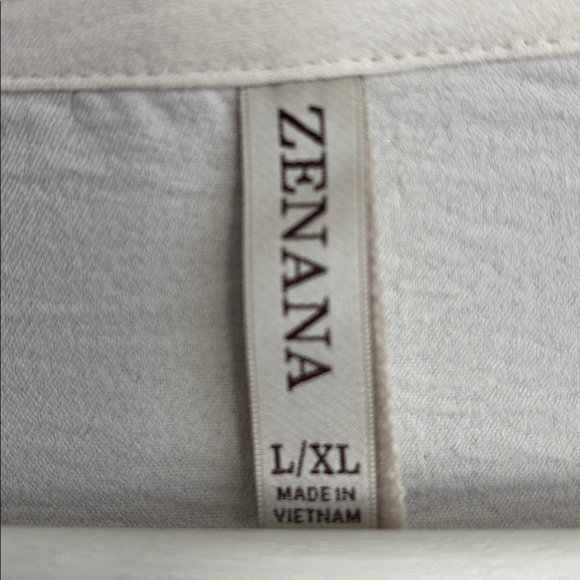 NEW! Woven Airflow Collared V-Neck Short Sleeve Top-L/XL Sand Beige - Picture 7 of 9